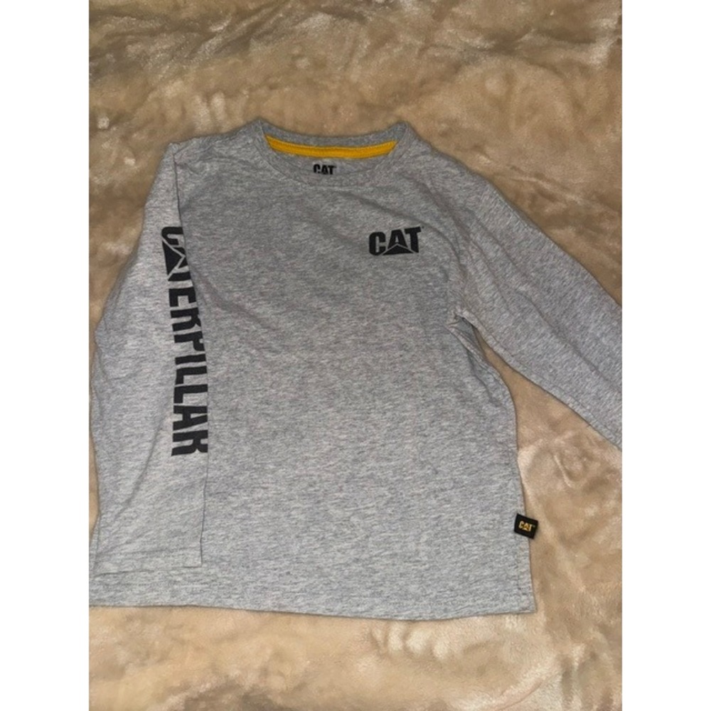 Caterpillar CAT Boys Long Sleeve Graphic Tee Shirt Heather Gray Size S 7/8